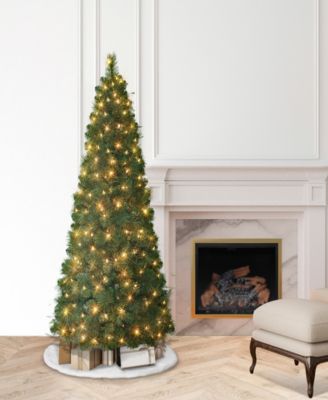 Puleo 6.5' Pre-Lit Wall Half Tree with 150 Underwriters Laboratories Clear Incandescent Lights, 437 Tips
