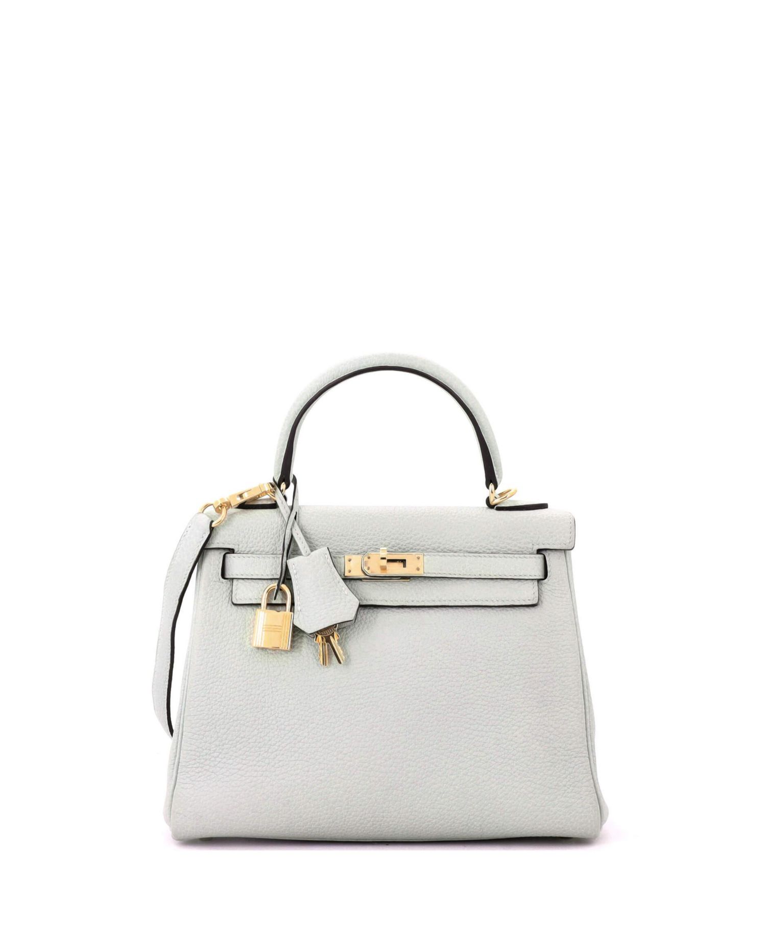 Pre-Owned Hermes Kelly 25 Handbag Grey Togo with Gold Hardware
