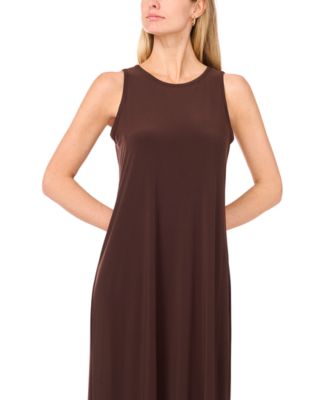 Women's Sleeveless Keyhole-Back Crewneck Maxi Dress
