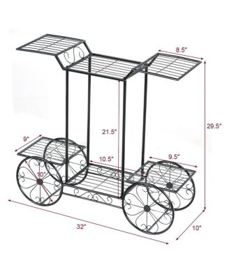 6-Tier Garden Cart Stand Flower Rack Display Decor Flower Pot Plant Holder