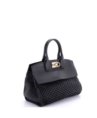 Medium Studio Satchel Woven Leather and Leather