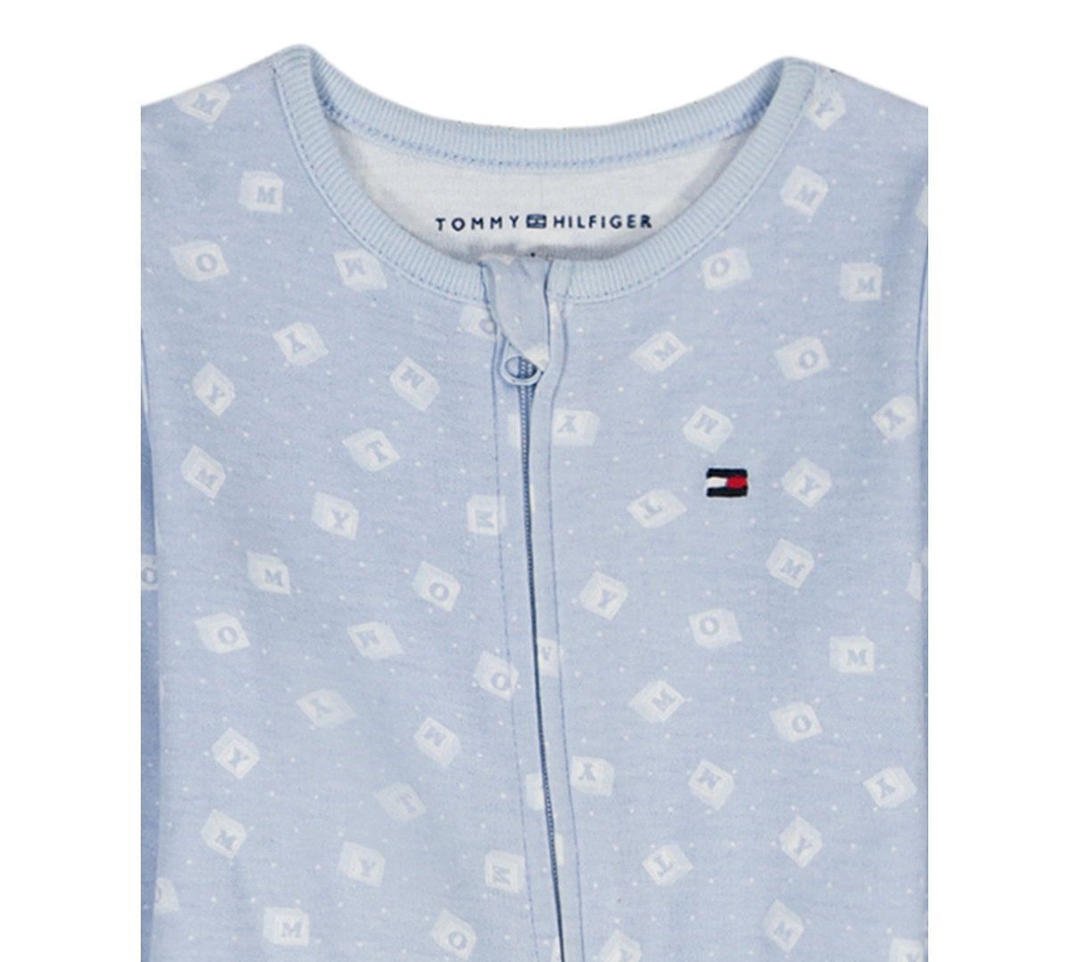 Tommy Hilfiger Baby Boys Logo Print Footed Coverall In Blue