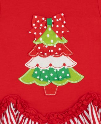 Baby Girl Holiday Tree Applique Top and Polka Dot Leggings, 2-Piece Set