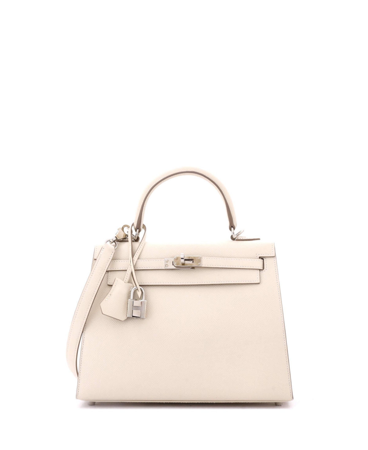 Pre-Owned Hermes Kelly 25 Handbag Light Epsom with Palladium Hardware