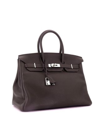 Birkin 35 Handbag Brown Togo with Palladium Hardware