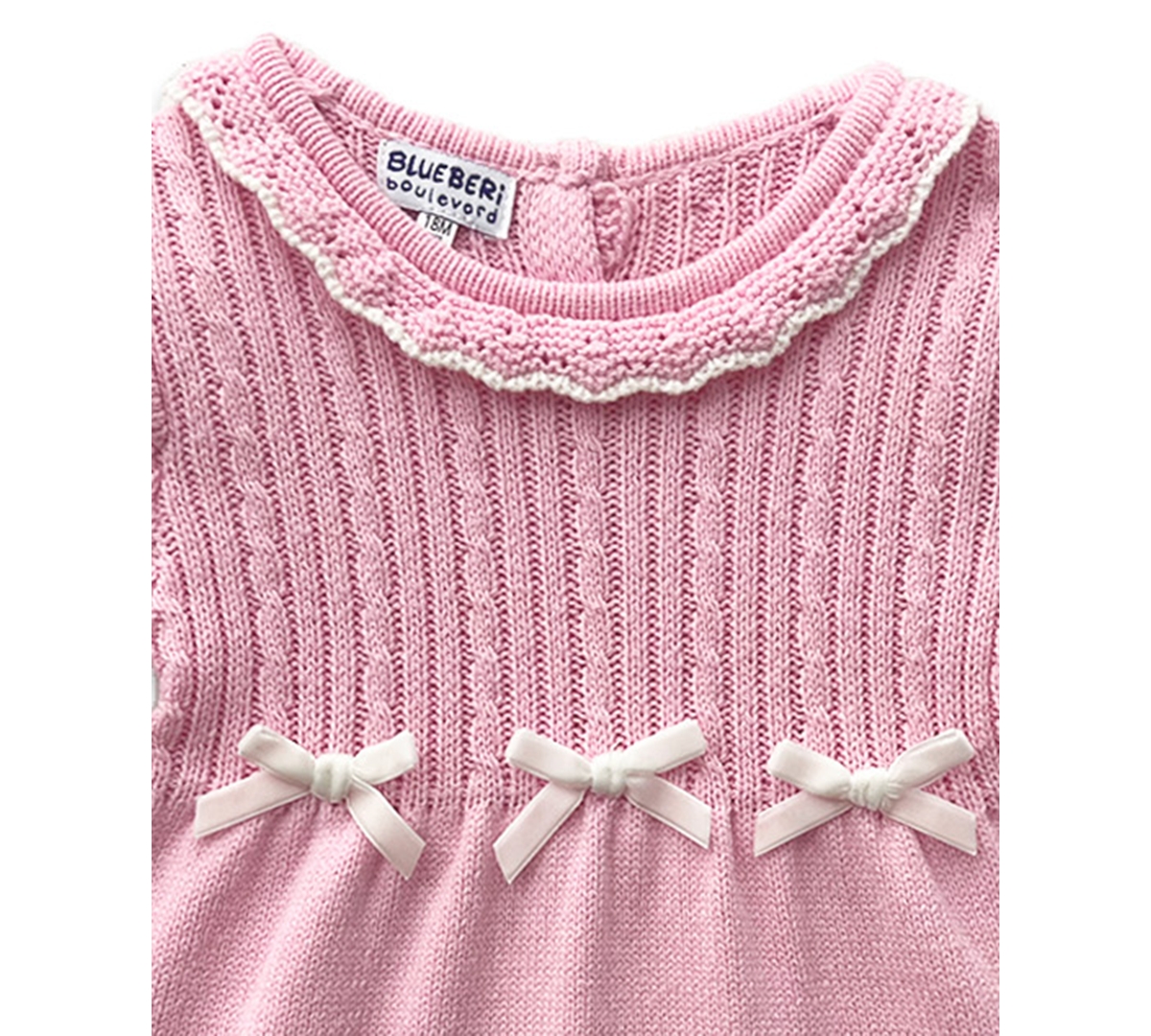 Blueberi Boulevard Baby Girls Ruffle Trim Sweater Dress In Pink