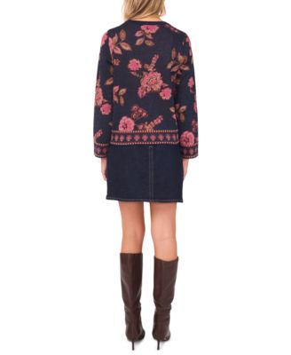 Women's Floral Jacquard Crewneck Blouse