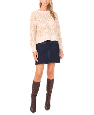 Women's Cozy Crewneck Jacquard Long-Sleeve Sweater