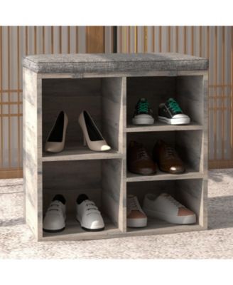 Shoe Storage Bench with Cushion, 20" Cubby Seat Shoe Cabinet, Cubby Seat Shoe Cabinet