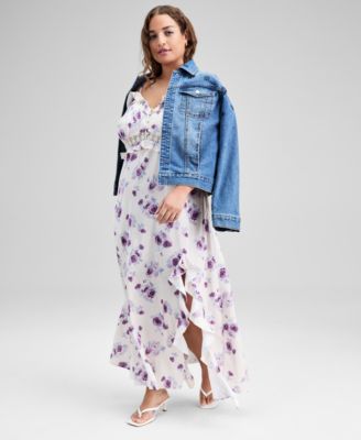 Trendy Plus Size Lace-Trim Empire-Waist Dress, Macy's Exclusive