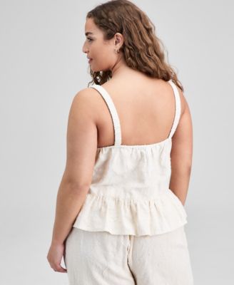 Trendy Plus Size Cotton Ruffled-Hem Top, Macy's Exclusive