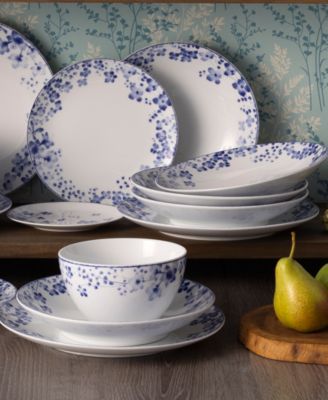 Bloomington Road Blue 30-Piece Dinnerware Set, Service for 6