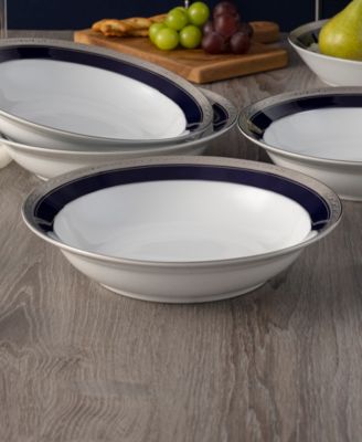 Crestwood Cobalt Platinum Set of 4 Rim Dinner Bowls, 10", 25 oz.
