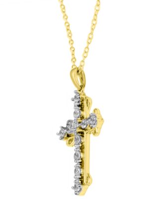 Diamond Cross Pendant Necklace (1/4 ct. t.w.) in 14k Gold Plated Sterling Silver