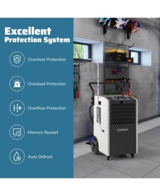 154 Pints Commercial Dehumidifier With Pump Drain Hoses For Basements Job Sites