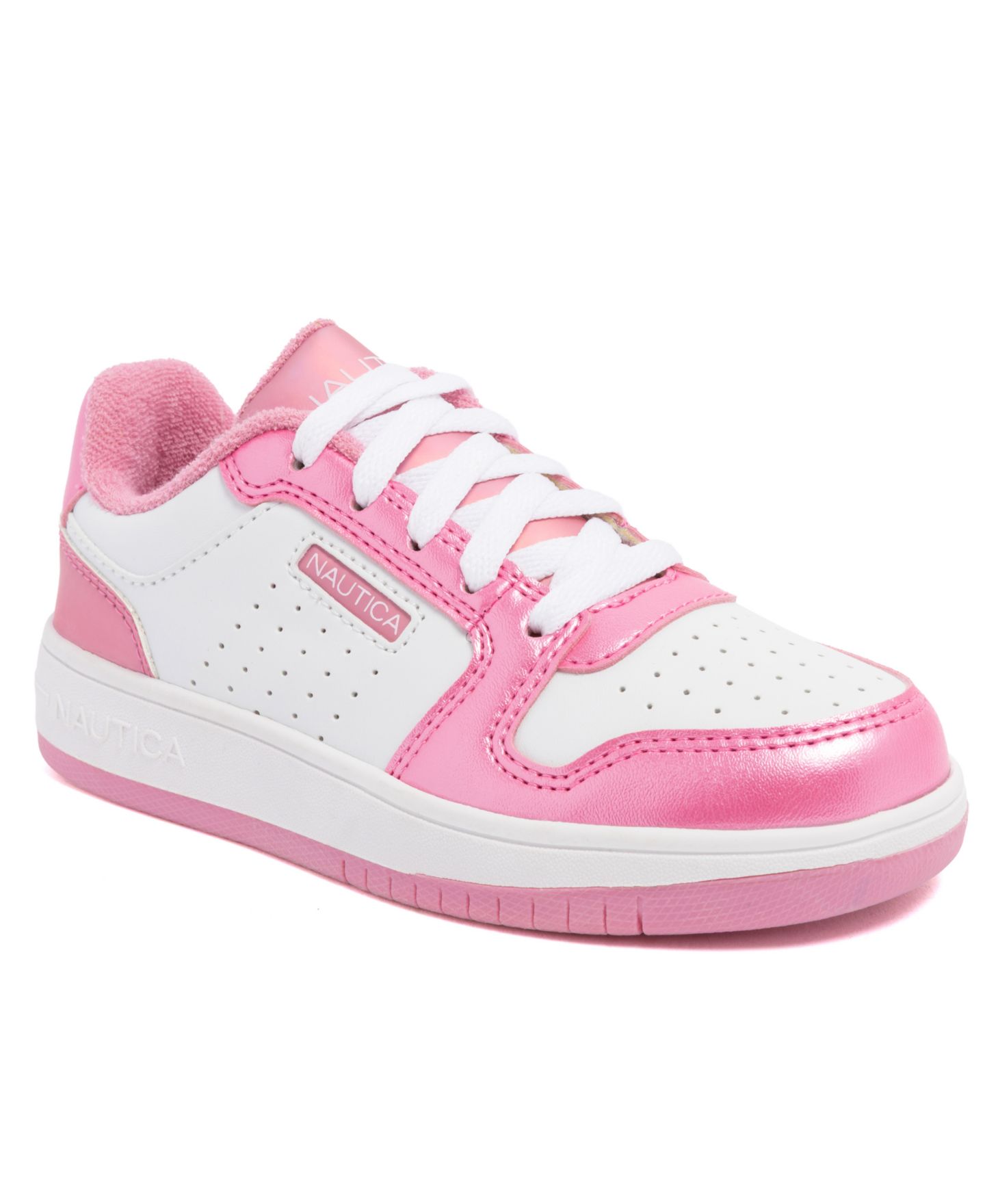 Кроссовки Nautica Salgado Casual Lace-Up Sneakers для девочек, цвет: Белый / Розовый металлик — фото 1