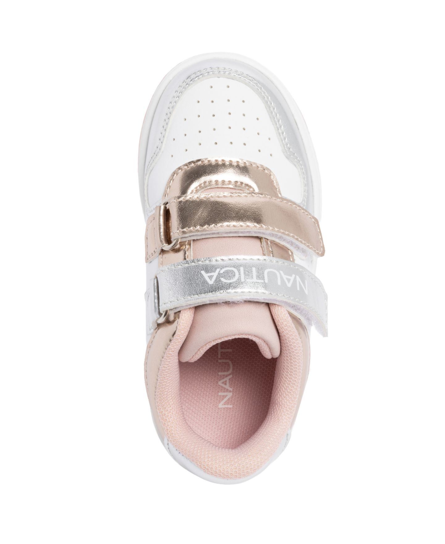 Кроссовки Nautica Stafford Casual Hook & Loop Sneakers для девочек, цвет: Серебряный / Розовый золотой — фото 4