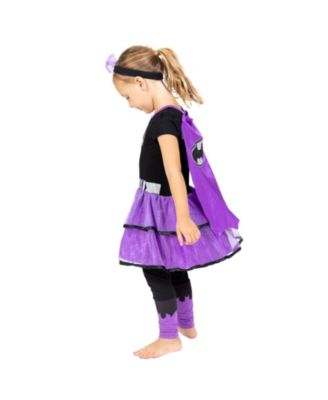 WARNER BROS Justice League Costume Dress Leggings Cape and Headband 4 Piece Set