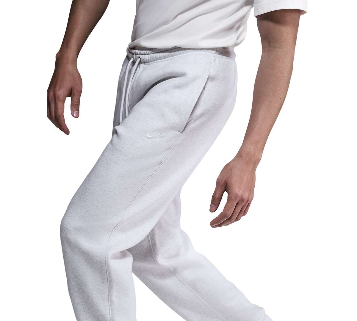 Nike Men's Cuffed Brushed Fleece Logo Sweatpants In White