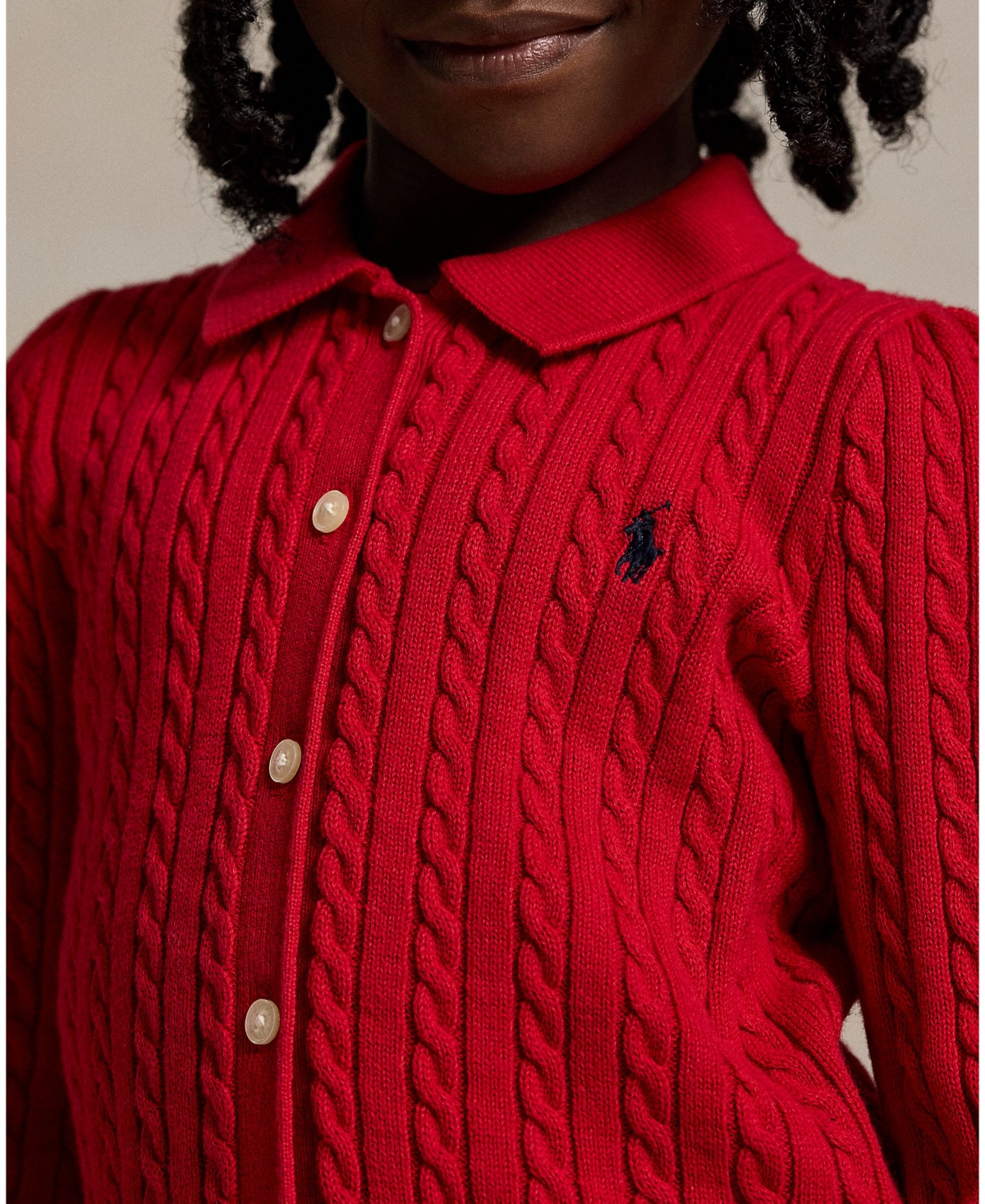 Polo Ralph Lauren Girls 7-16 2-piece Cotton Polo Cardigan Sweater And Skirt Set In Red