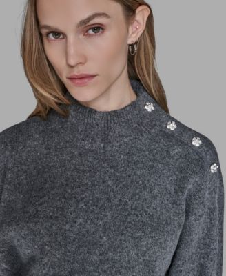 Women's Button Shoulder Long Sleeve Sweater