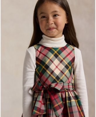 Girls' 2T-6X Plaid Taffeta Sleeveless Dress