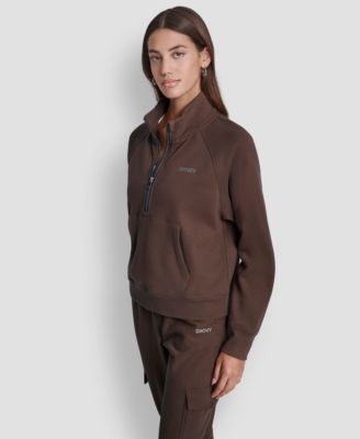 DKNY Women's Studded-Logo Half-Zip Sweatshirt