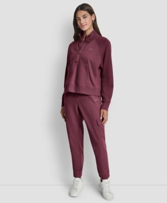 DKNY Women's Studded-Logo Half-Zip Sweatshirt