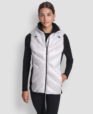 Women's Contrast Collar Hooded Puffer Vest