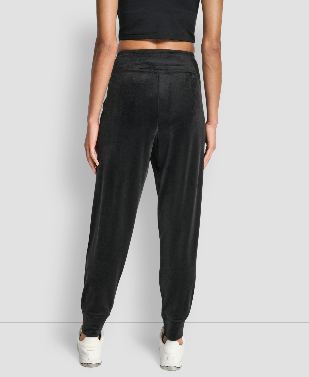 Dkny Women's Stacked Logo Mid-rise Slim-fit Joggers In Black
