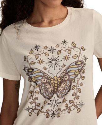 Women's Embellished Butterfly Classic Crew Neck T-Shirt