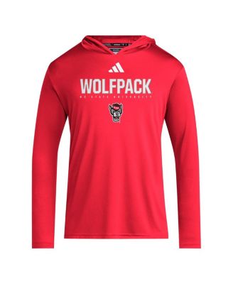 Men's Red NC State Wolfpack 2025 AEROREADY Sideline Training Long Sleeve Hooded T-Shirt
