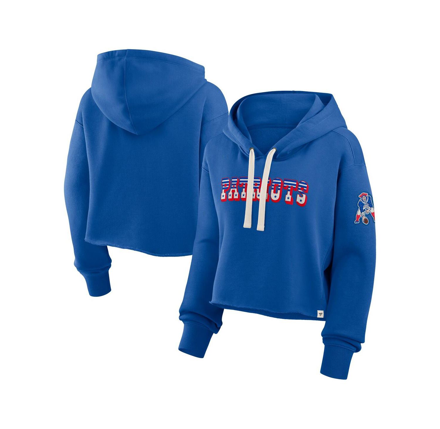 Women's Royal New England Patriots Oversized Hometown Heritage Cropped Hoodie