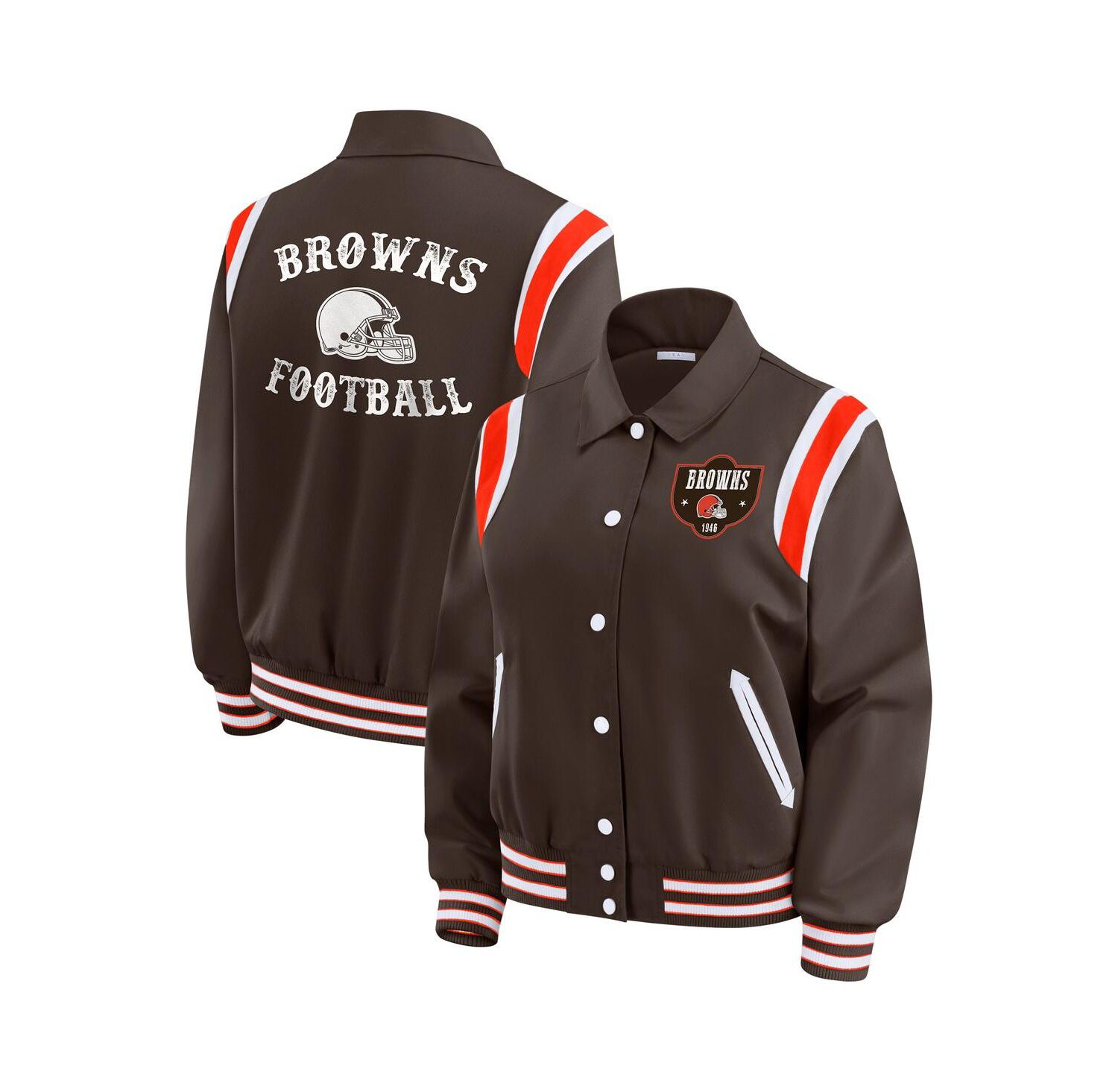 Women's Brown Cleveland Browns Varsity Lightweight Full-Snap Jacket