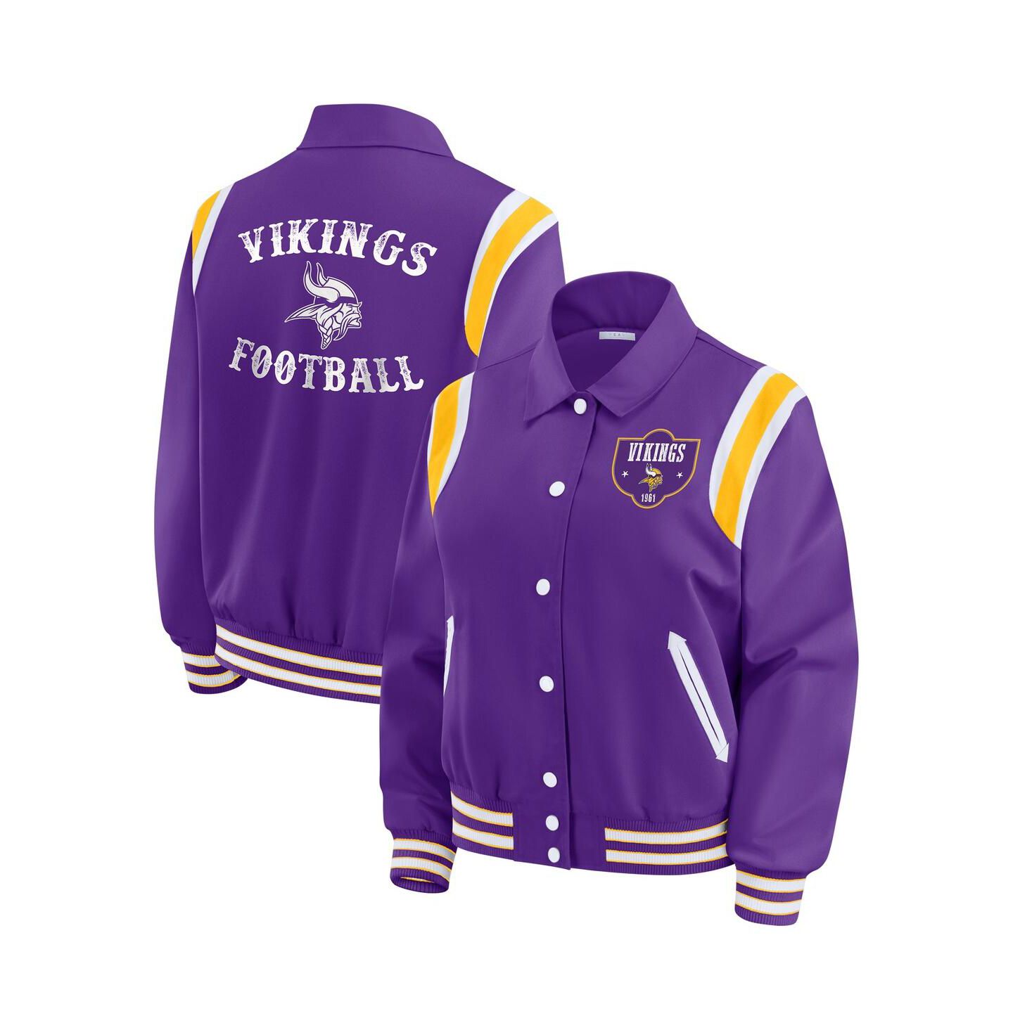 Женская куртка WEAR by Erin Andrews Purple Minnesota Vikings Varsity Lightweight Full-Snap — фото 1