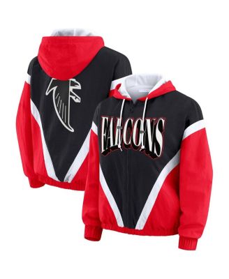 WEAR by Erin Andrews - Women's Red/Black Atlanta Falcons Retro Crinkle Full-Zip Hoodie Windbreaker