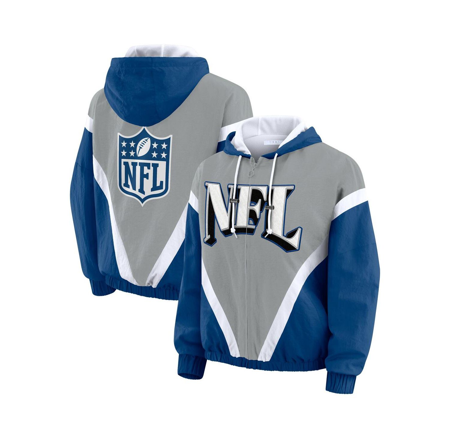 Women's Silver/Blue Shield Merchandise Retro Crinkle Full-Zip Hoodie Windbreaker Jacket