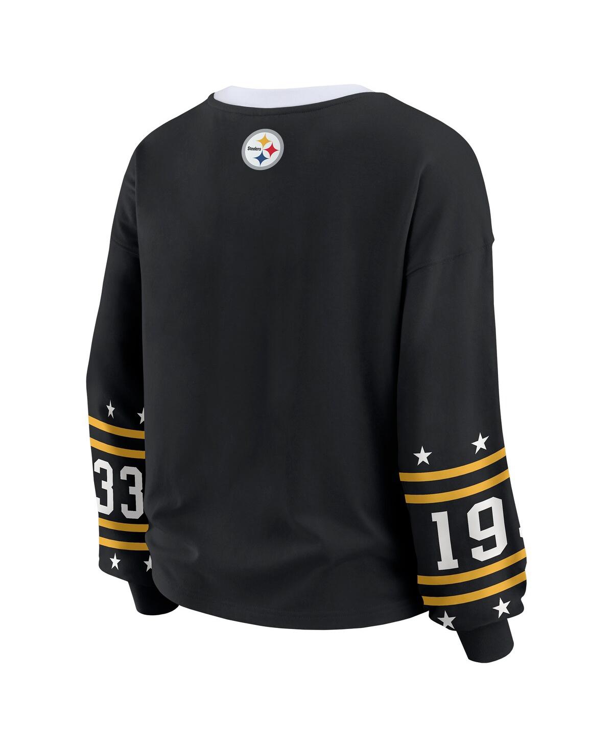 Wear By Erin Andrews Women's Black Pittsburgh Steelers Sport Long-sleeve T-shirt In Black