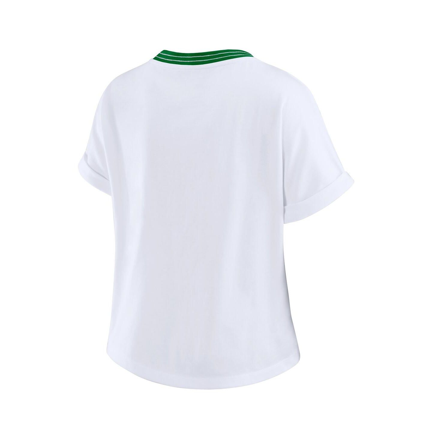 Женская футболка WEAR by Erin Andrews White New York Jets Cropped Center Stripe Dolman — фото 3