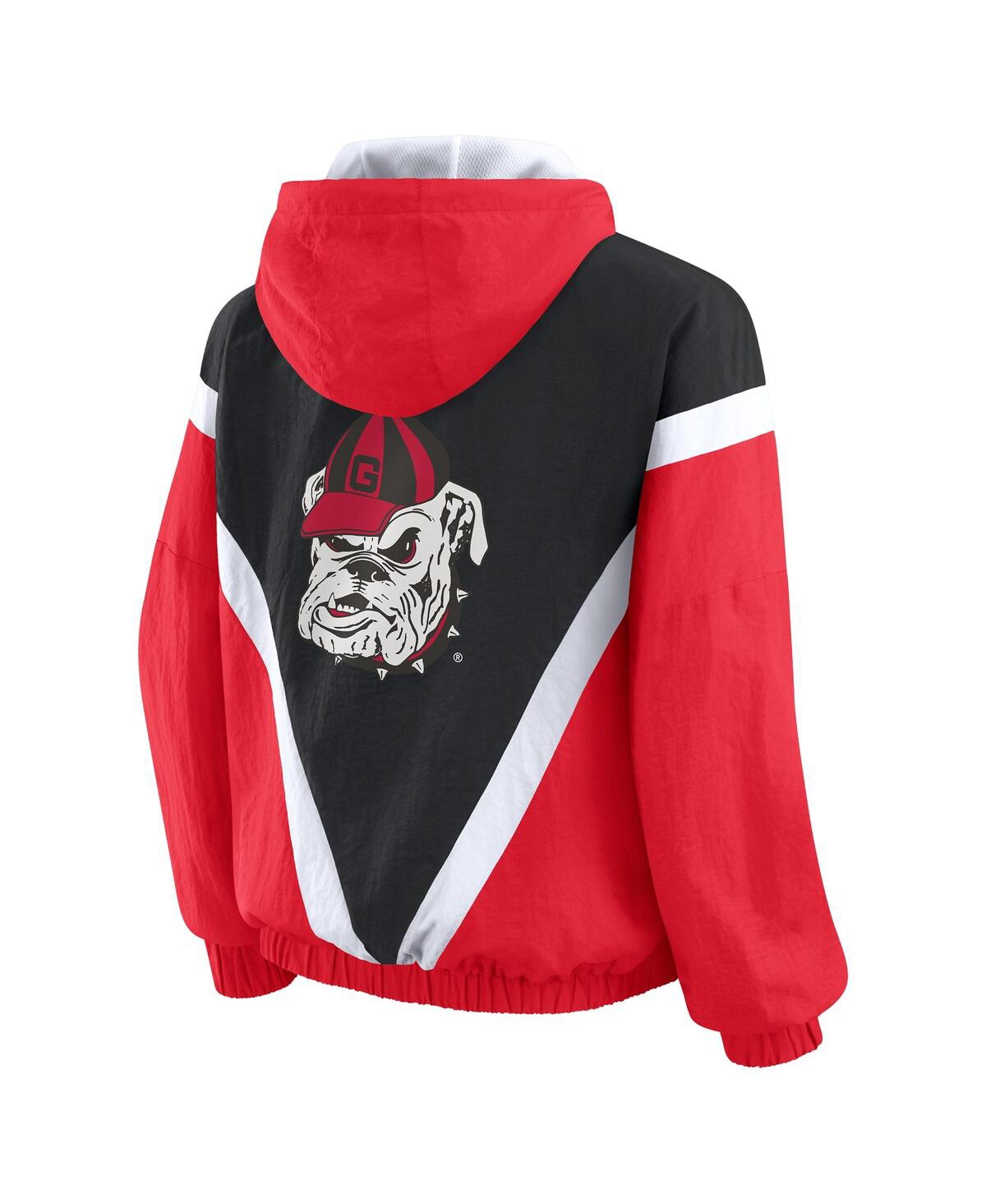 Wear By Erin Andrews Women'sred/black Georgia Bulldogs Color Block Full-zip Hoodie Windbreaker Jacket In Multi