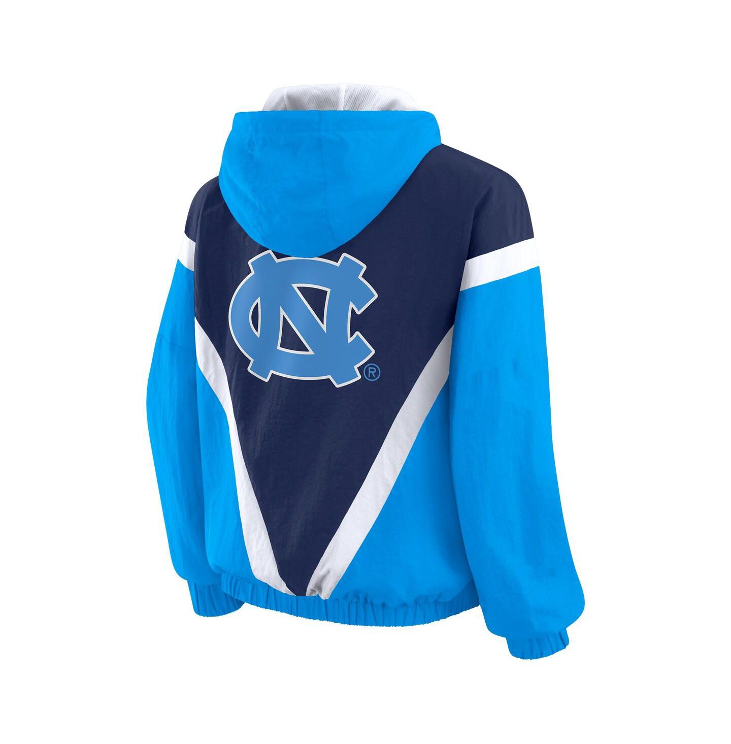 Женские худи WEAR by Erin Andrews Blue/Navy North Carolina Tar Heels Color Block Full-Zip Windbreaker Jacket — фото 3