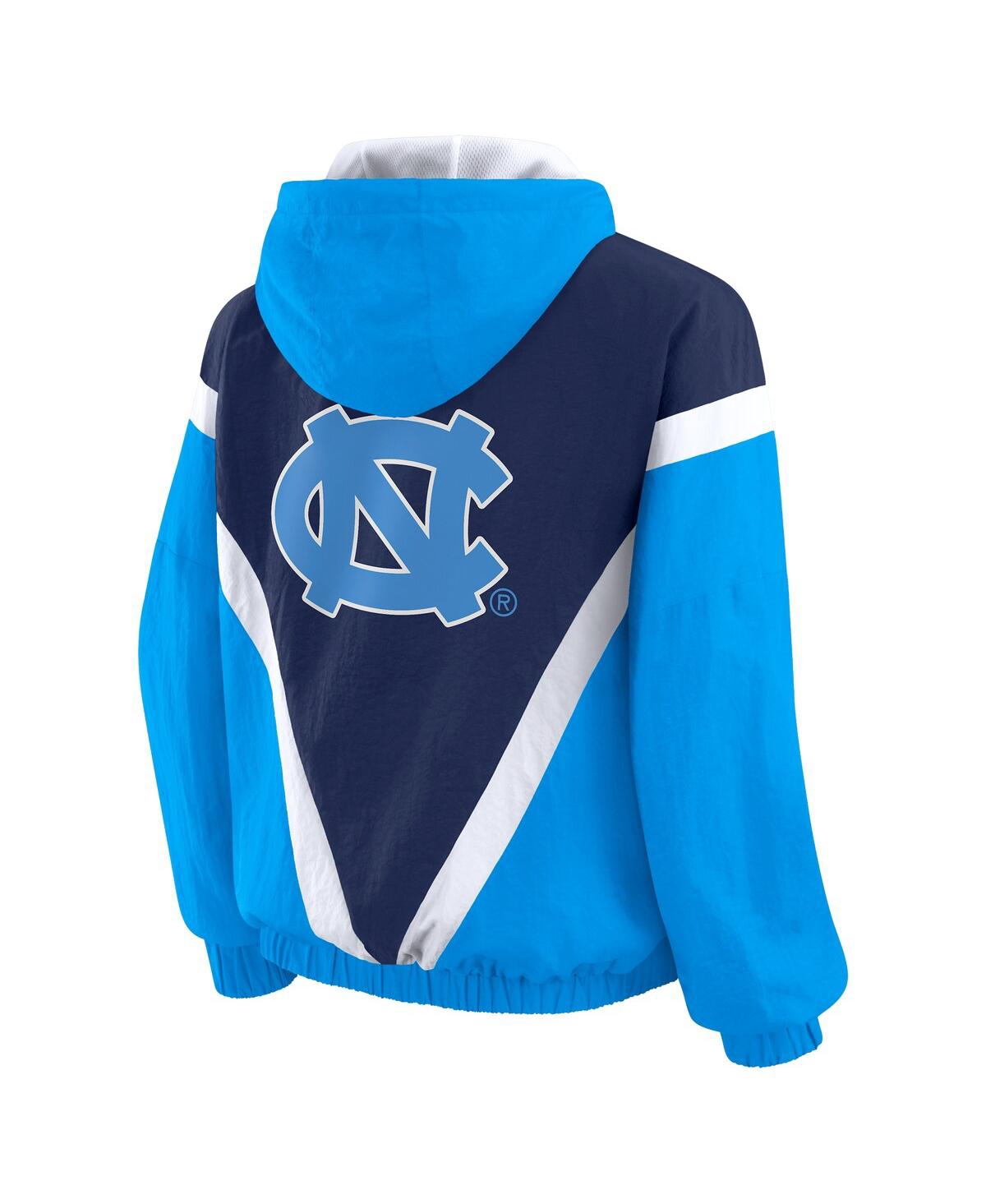 Wear By Erin Andrews Women'sblue/navy North Carolina Tar Heels Color Block Full-zip Hoodie Windbreaker Jacket In Blue