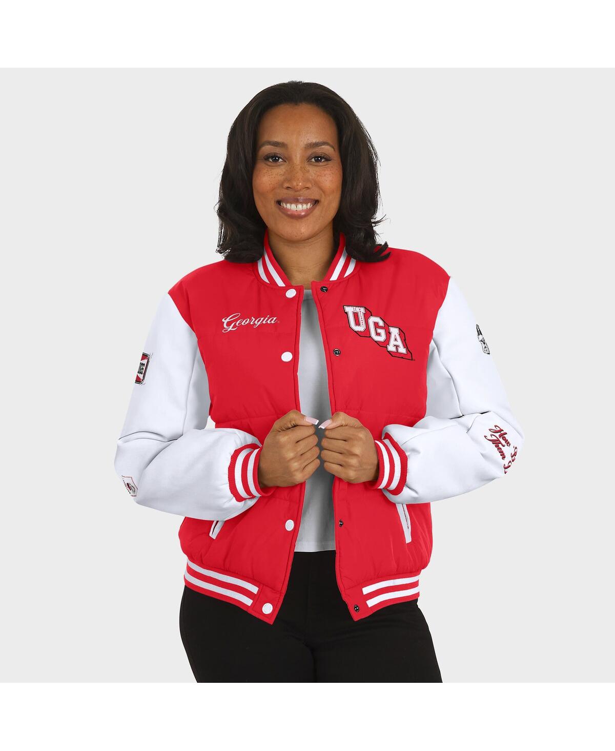 Wear By Erin Andrews Women'sred Georgia Bulldogs Varsity Puffer Jacket In Red