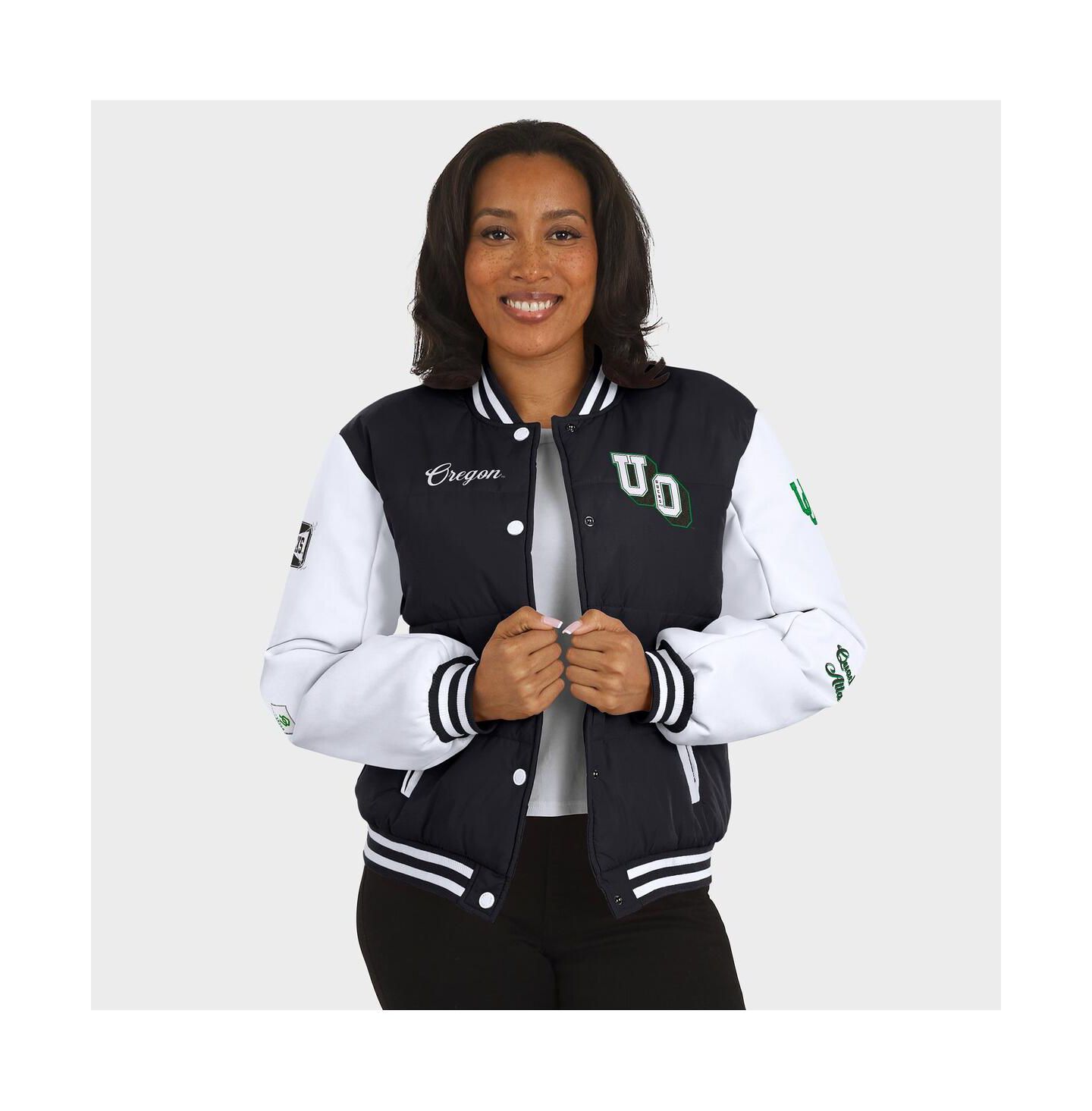Женская куртка WEAR by Erin Andrews Black Oregon Ducks Varsity Puffer — фото 4