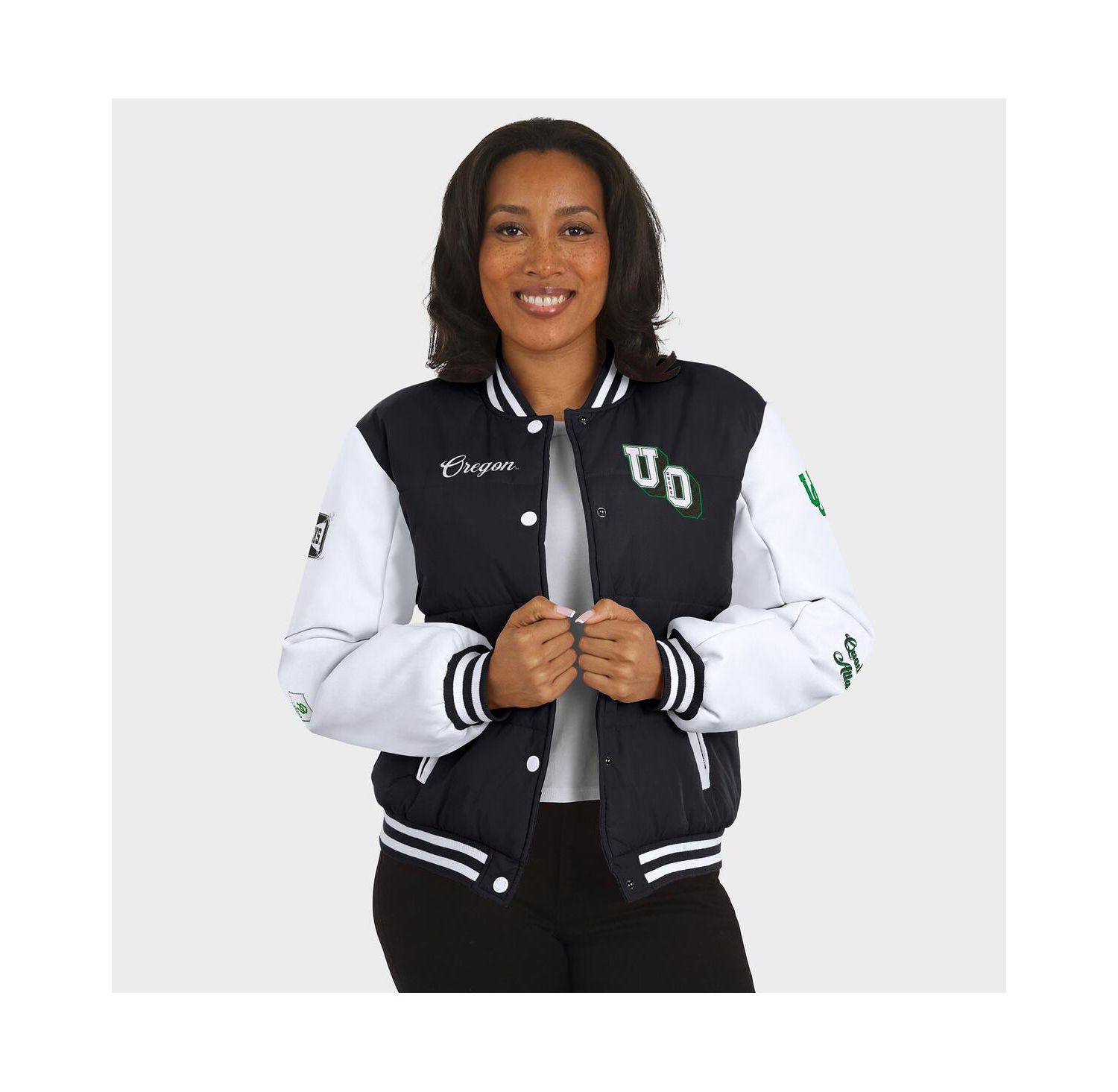 Women's Black Oregon Ducks Varsity Puffer Jacket
