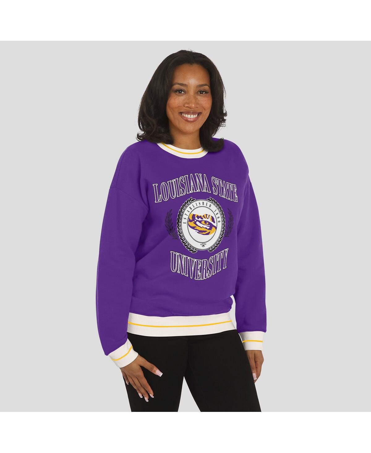 Wear By Erin Andrews Women'spurple Lsu Tigers Seal Sweatshirt In Purple