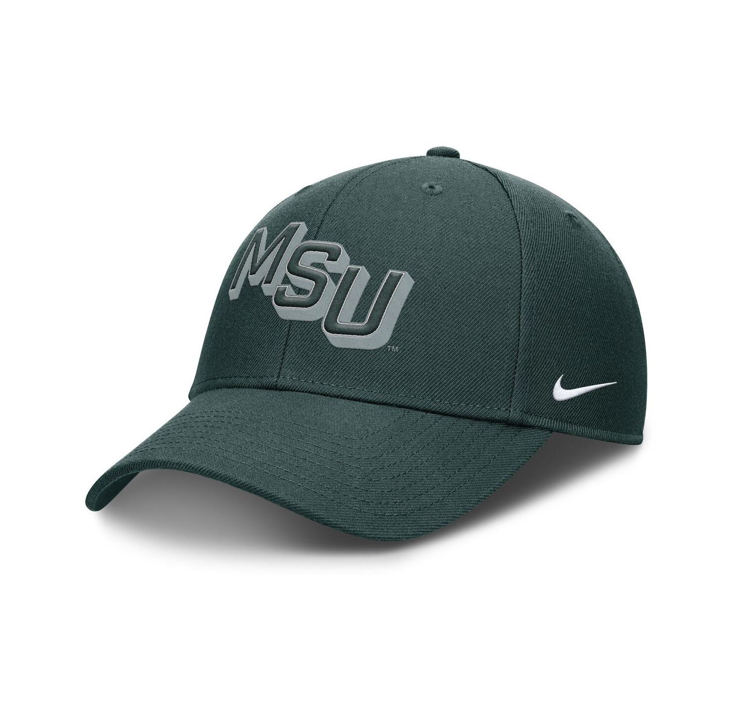 Men's Green Michigan State Spartans Slanted Primetime Rise Performance Adjustable Hat