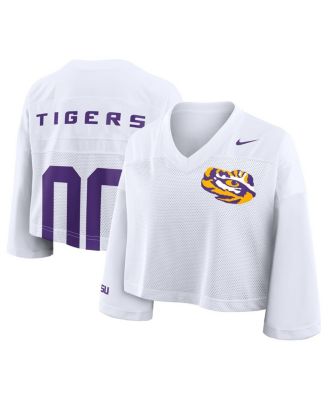 Nike - Women'sWhite LSU Tigers Cropped Mesh Dri-FIT Fashion Jersey