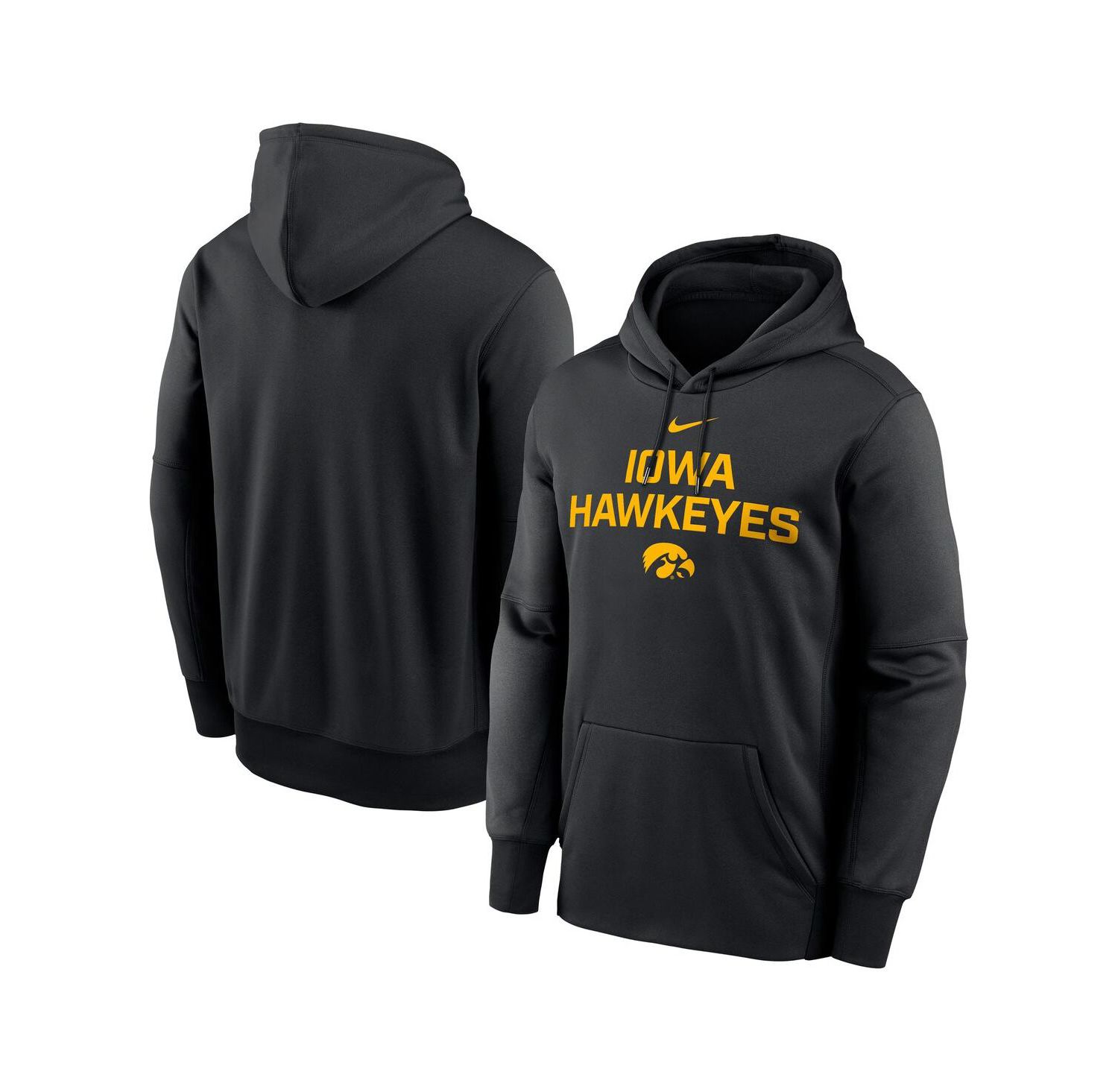 Men's Black Iowa Hawkeyes Team Stacked Performance Pullover Hoodie