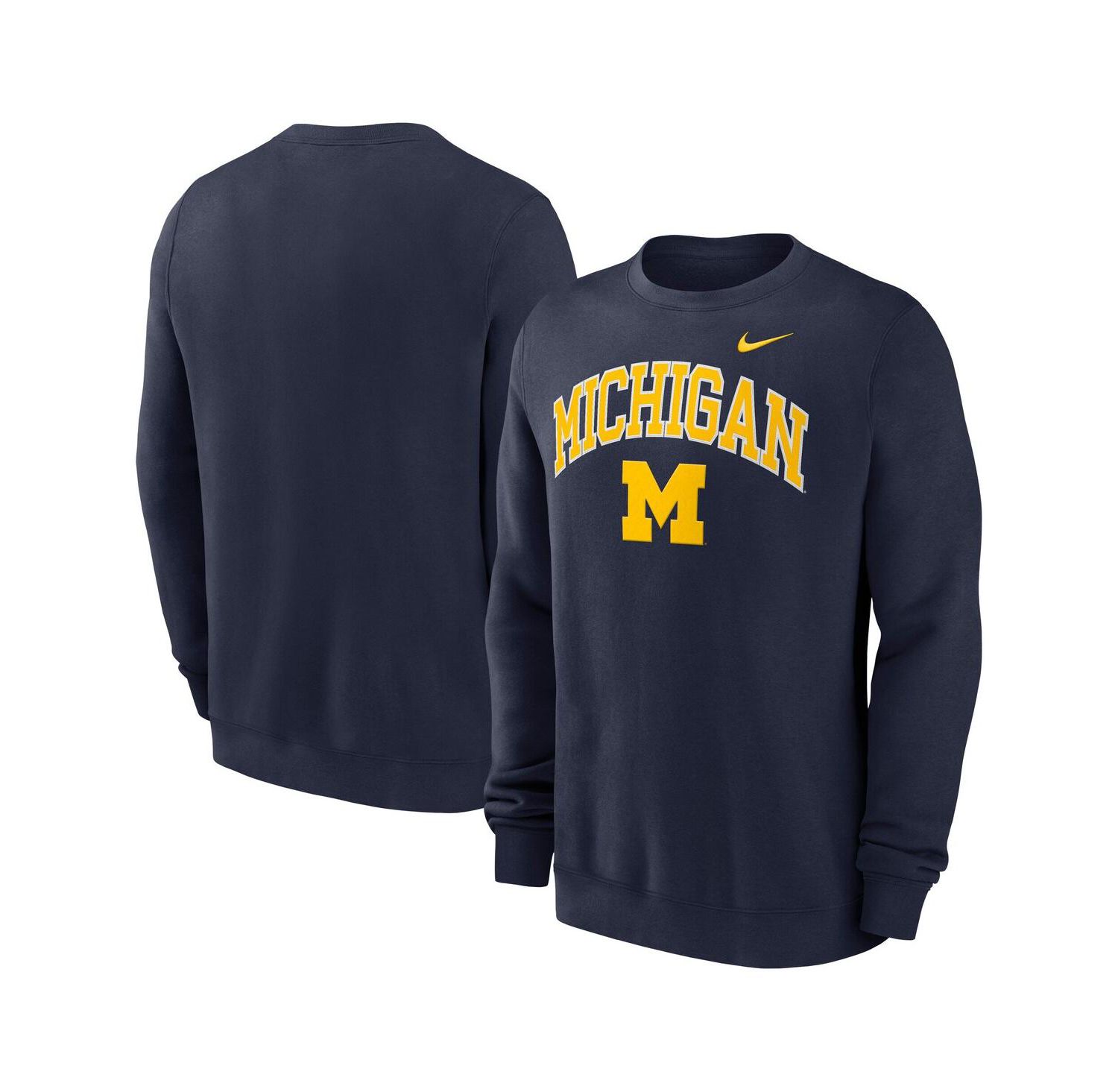 Men's Navy Michigan Wolverines Arch Pullover Sweatshirt